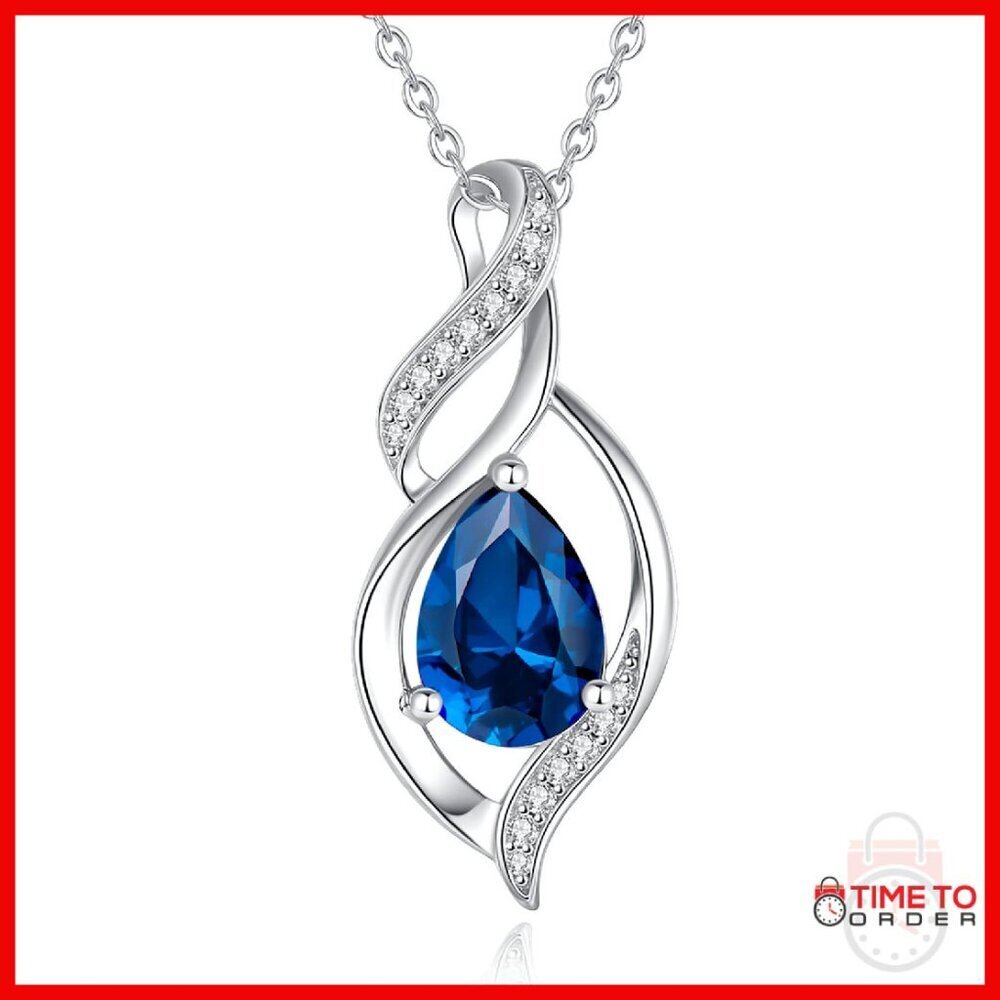 Sterling Silver Teardrop Pendant Necklace 16"+2" Chain Infinity Love Gift